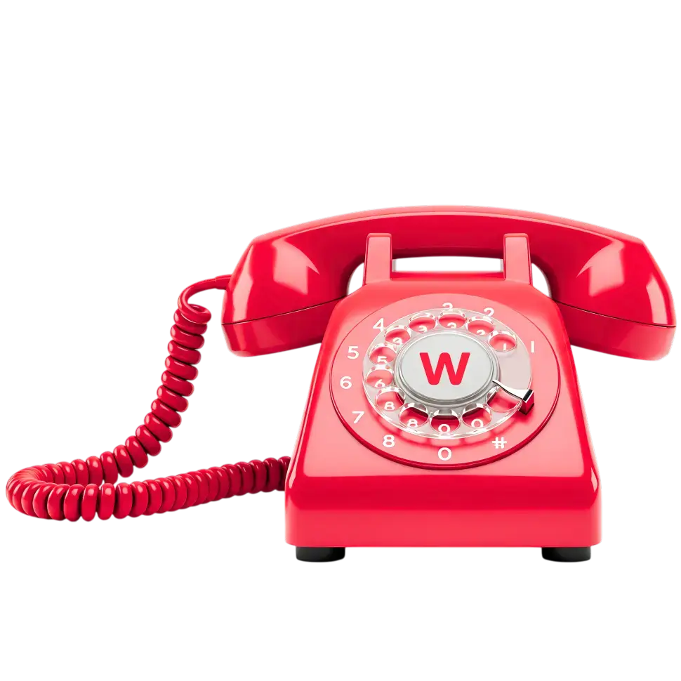 a gorgeous vintage red phone with a beautiful w on the dial