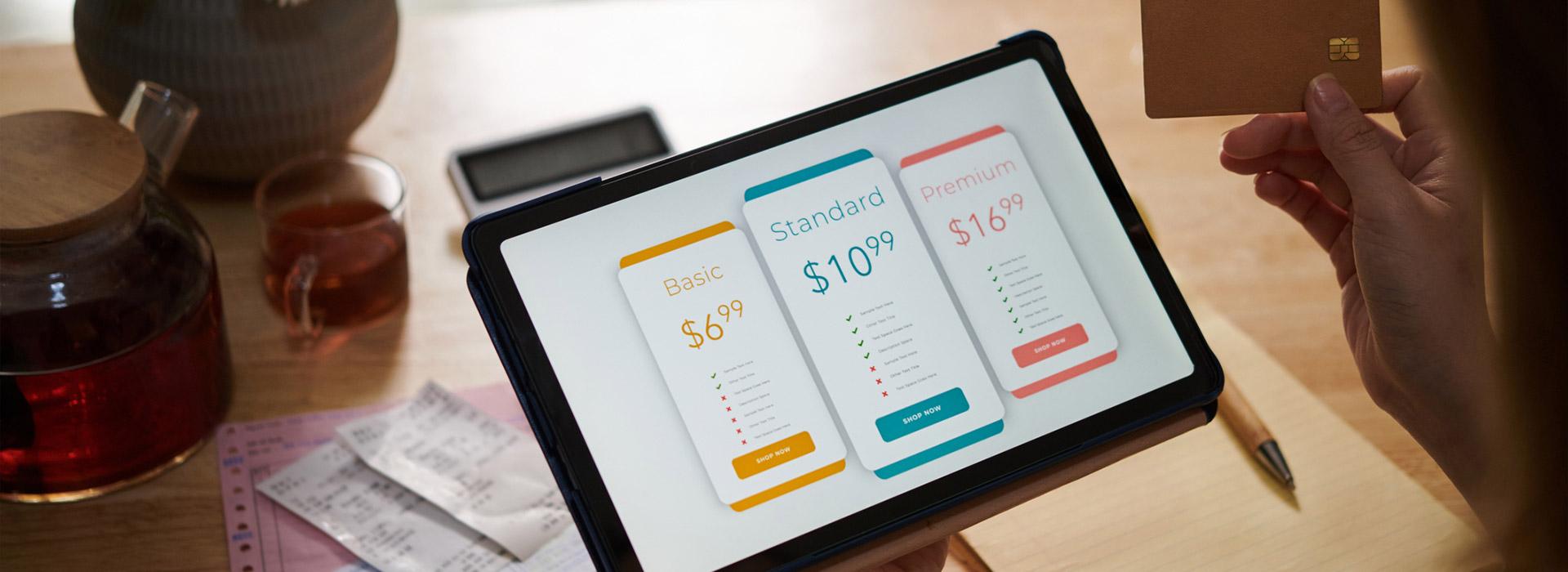 Image of subscription plans as example of recurring payment