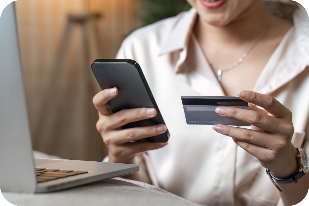 Woman shopping online on mobile phone